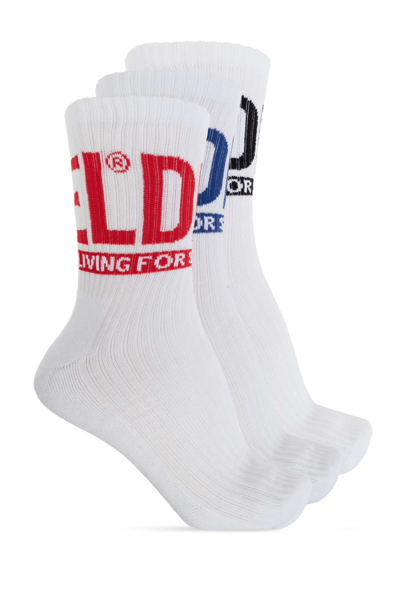 国内直営【DIESEL】skm-ray-3pack-cushioned ソックス3足パック SKM-RAY-THREEPACK Man: 3-pack socks with Diesel logo | Diesel